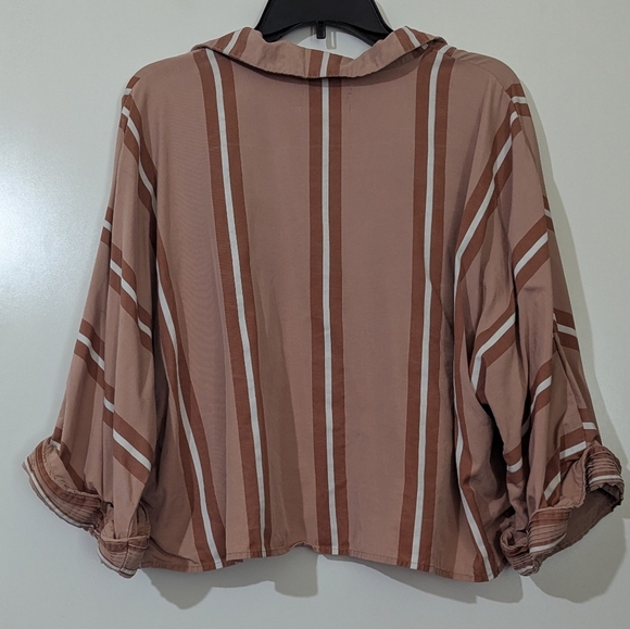 Sancia Vara Tencel Striped Boyfriend Shirt Size Large - Picture 9 of 10
